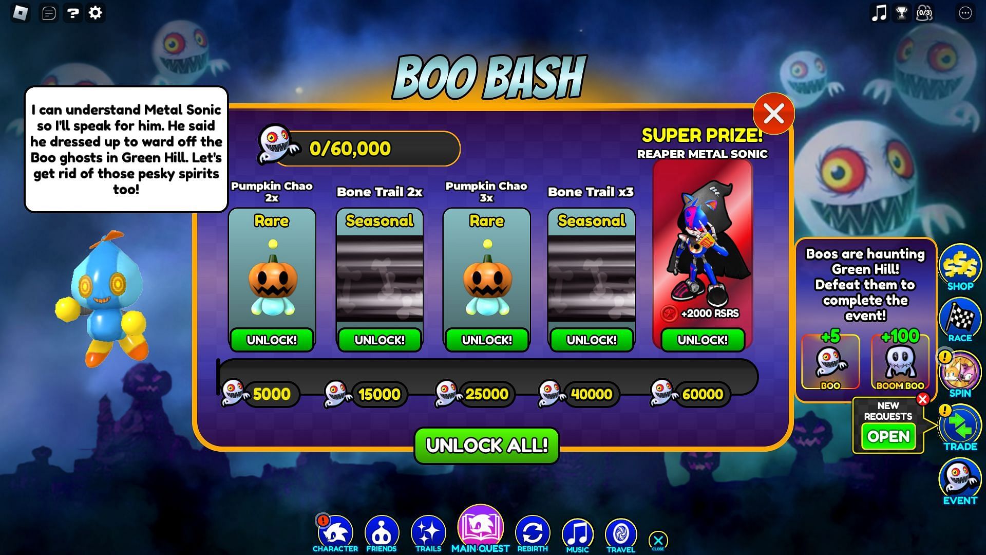 Echoes of Boo Bash progression tracker (Image via Roblox)