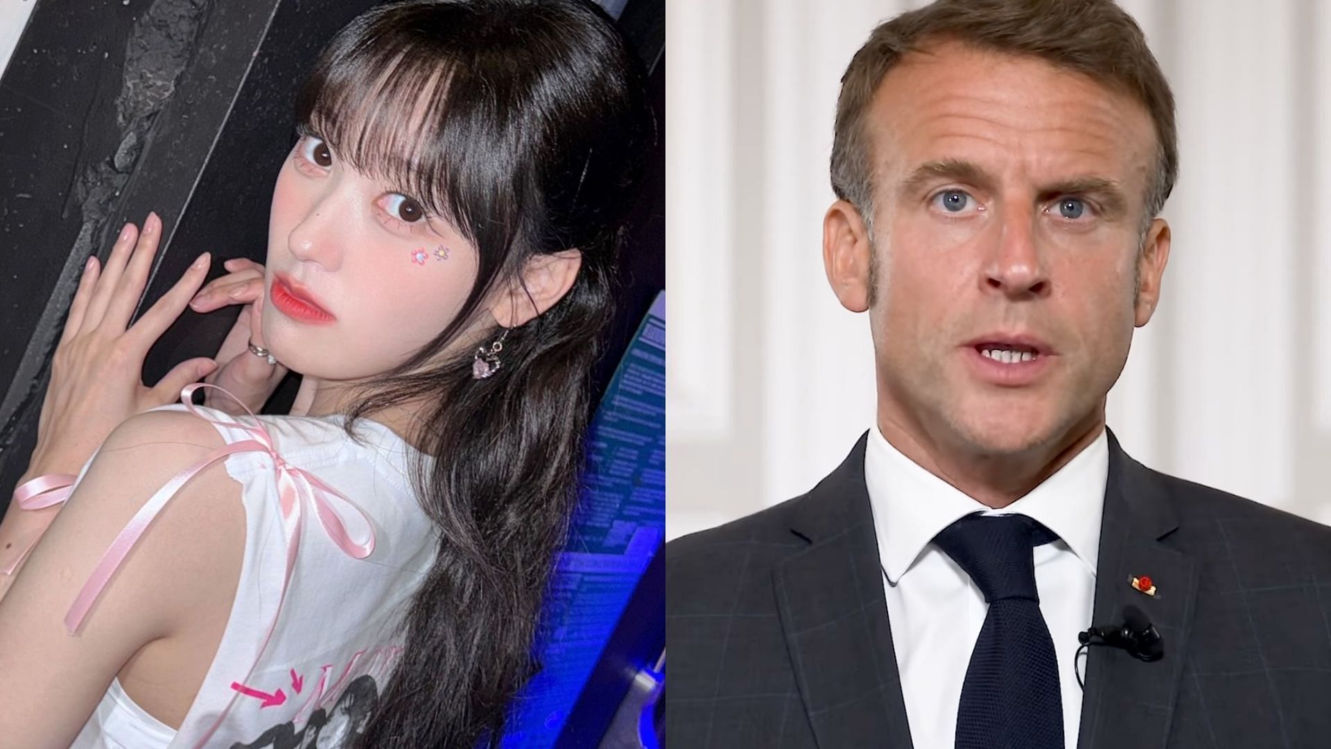 Choerry and Emmanuel Macron (Image via Instagram/@official_artms, @emmanuelmacron)