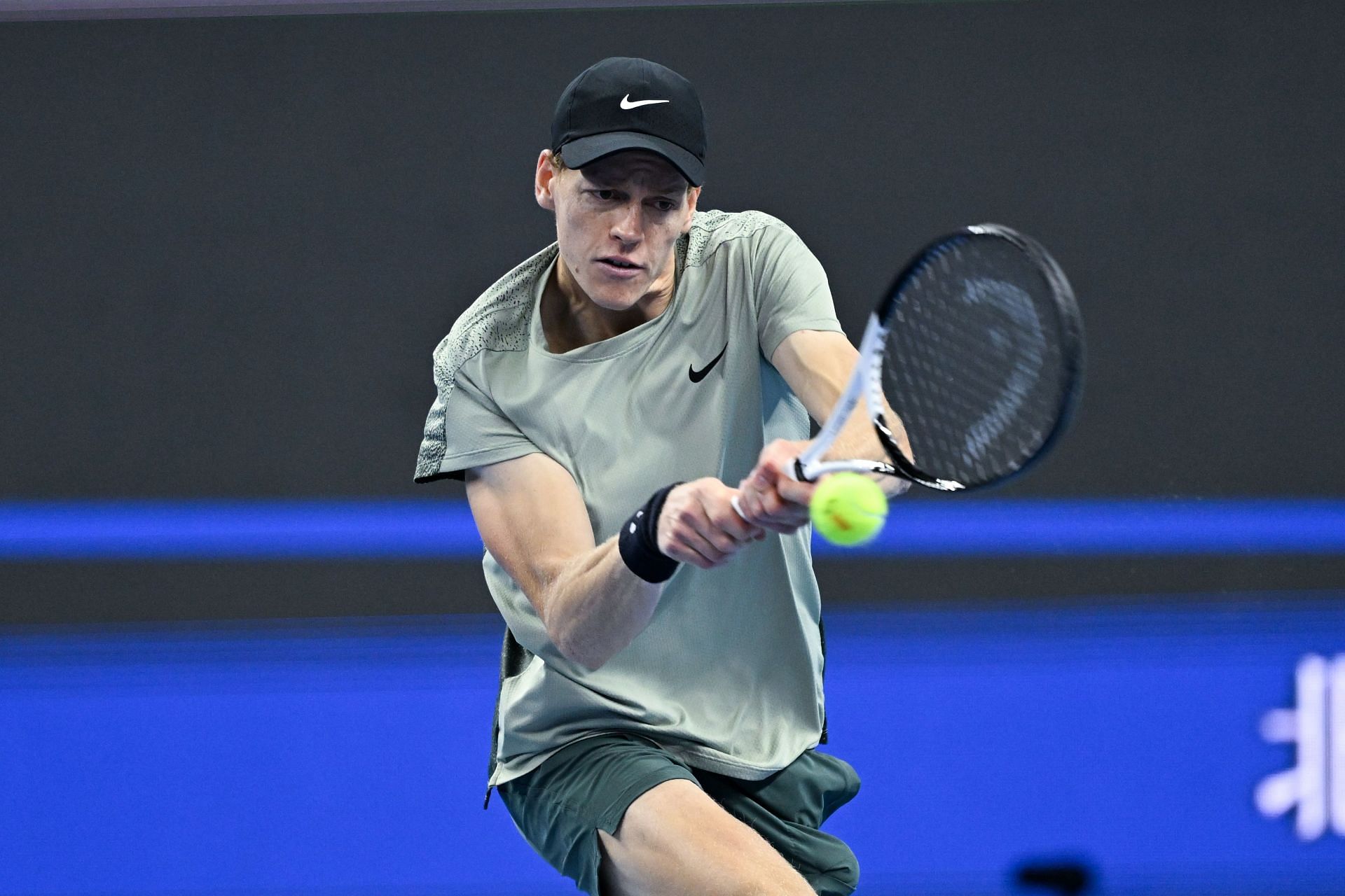 Sinner in action during the China Open final against Carlos Alcaraz (Source: Getty)