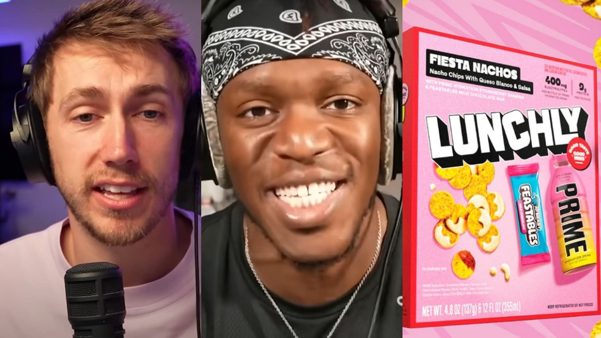 Miniminter defends his fellow Sidemen member amidst the drama involving KSI and DanTDM (Images via MM7Games/YouTube, TheOfficialLoganPaul/YouTube, @lunchly/Instagram)