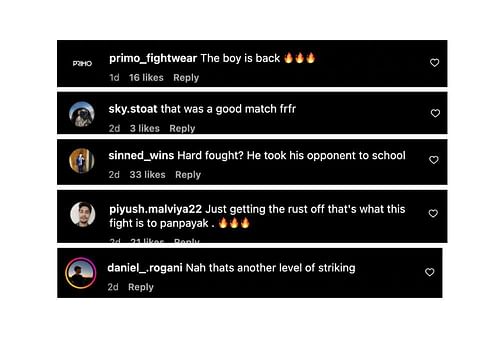 Screenshot of fans' comments. [ONE Championship/Instagram, screenshot]