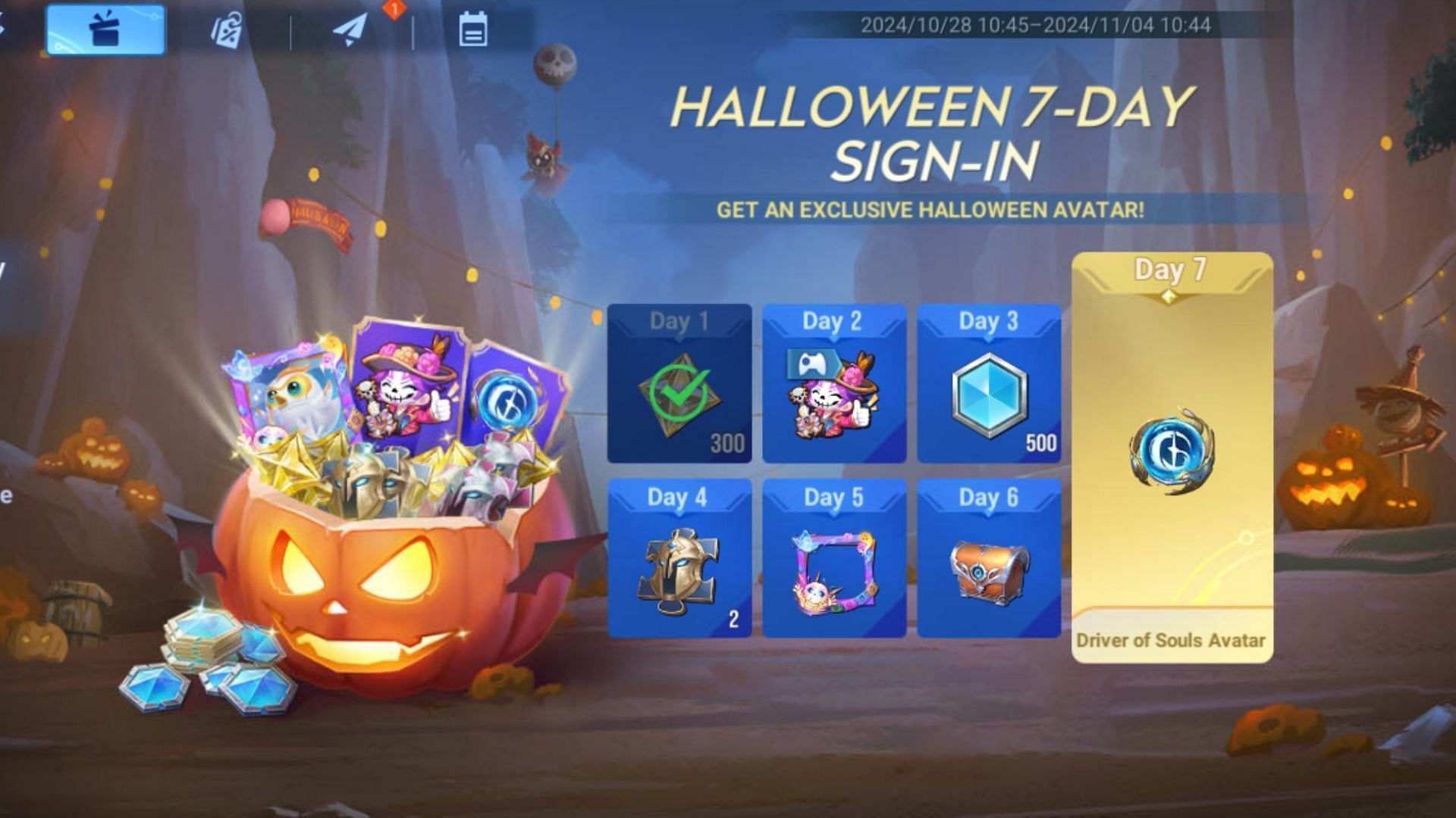 Details of Halloween Sign-in event (Image via Level Infinite)