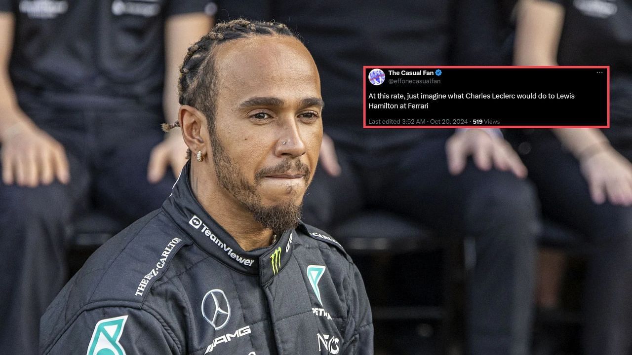 In Picture: Lewis Hamilton. Credit: Getty Images. Fan reaction by (x.com/effonecasualfan)