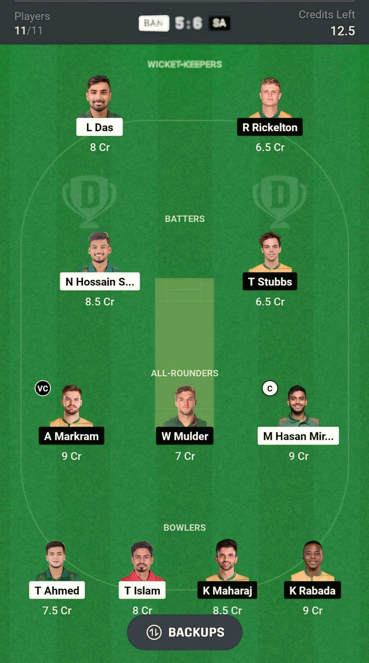 Dream11 BAN vs SA Dream11 Prediction Fantasy Cricket Tips, Today's Playing 11 and Pitch Report