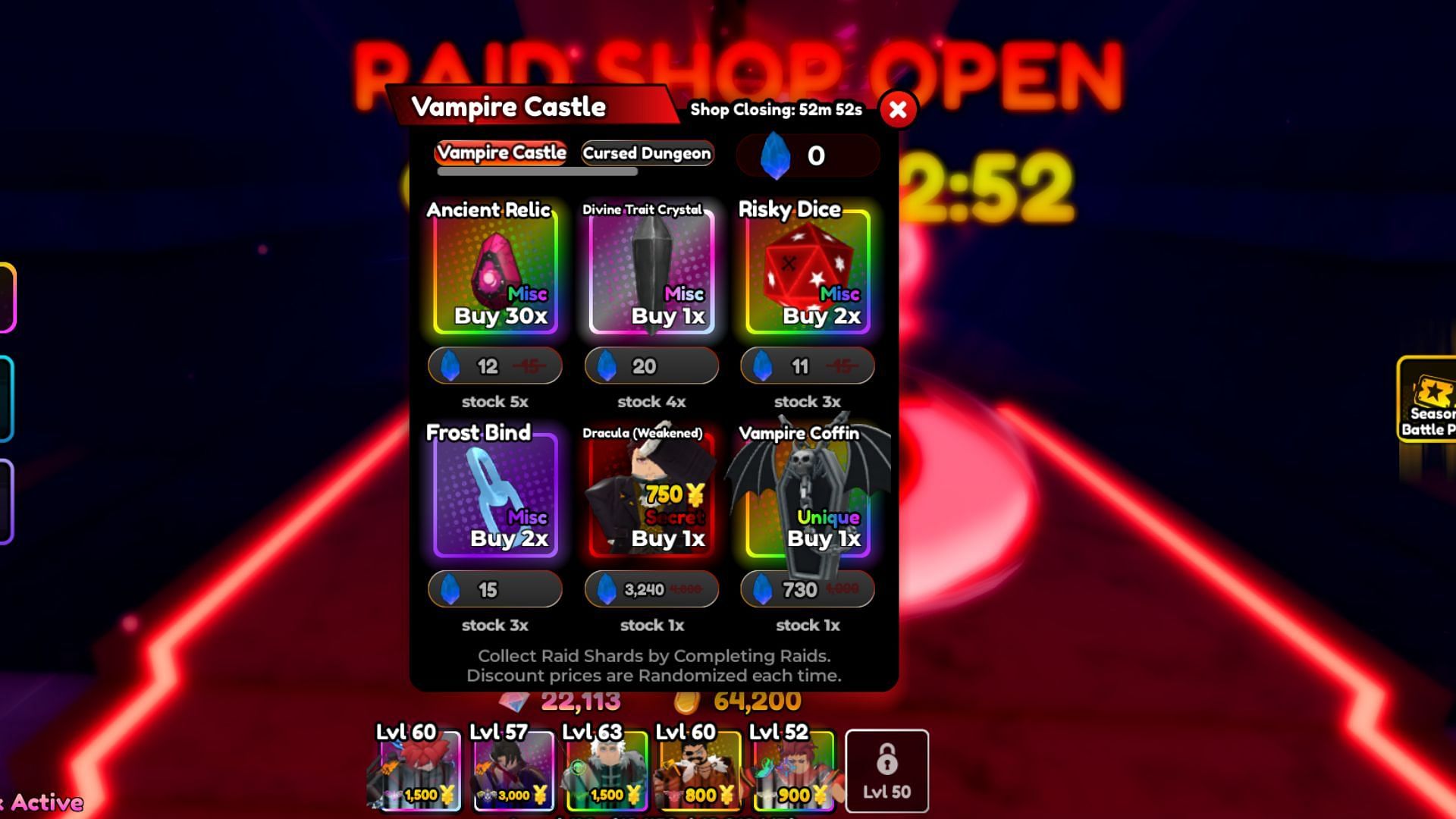 Dracula can be obtained from the Raid Shop (Image via Roblox)