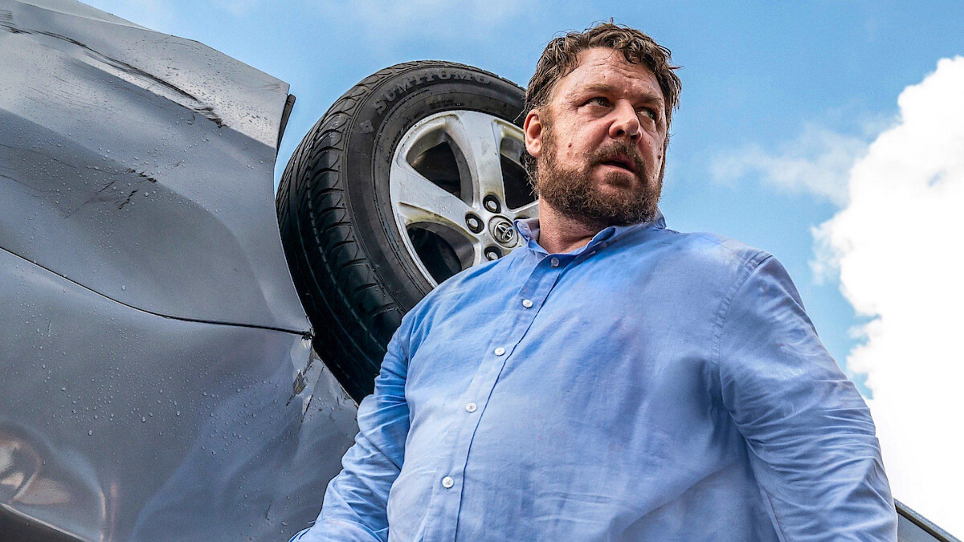 Russell Crowe is seen as Tom Cooper in Unhinged (Image via Tudum by Netflix)