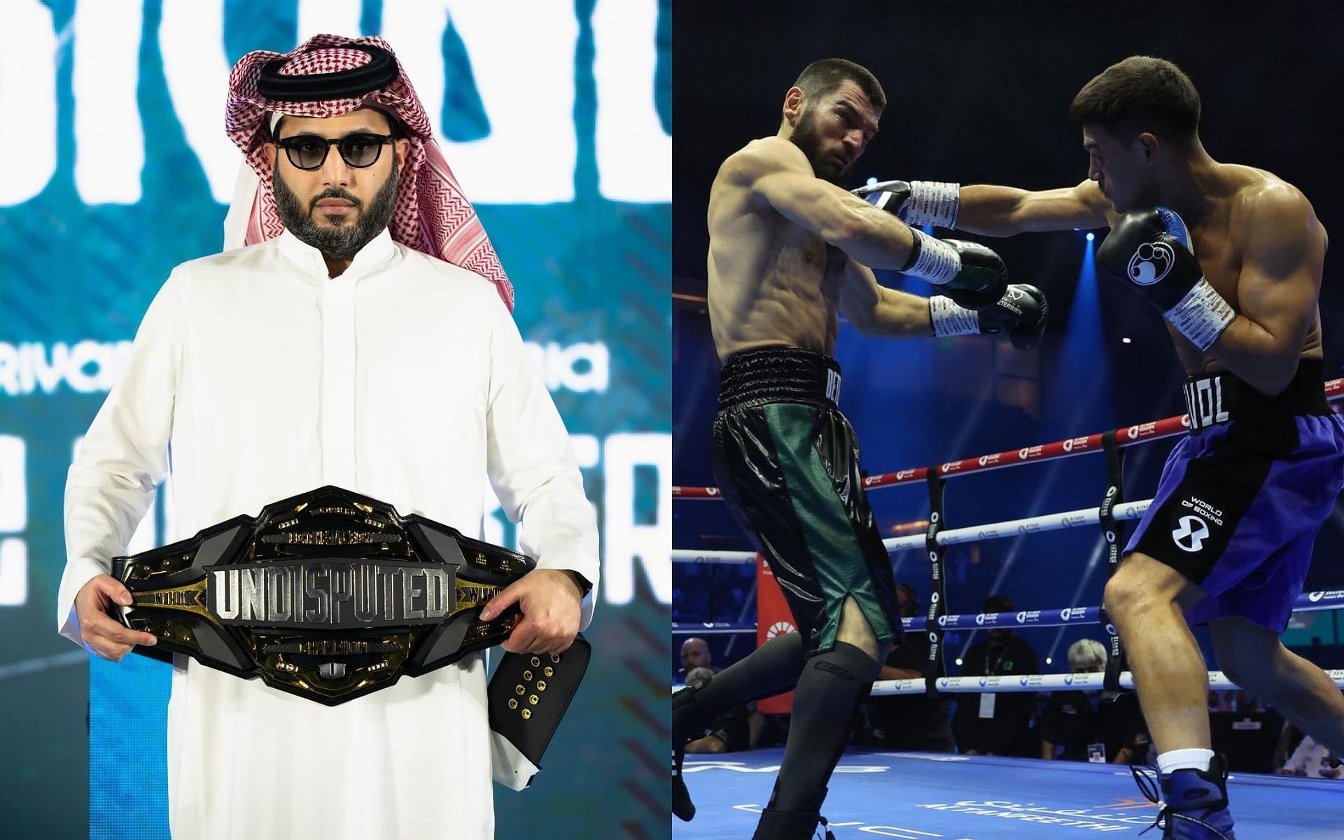 Turki Alalshikh calls for a rematch between Artur Beterbiev (middle) and Dmitry Bivol (right). [Images courtesy: @turkialalshik and @matchroomboxing on Instagram]