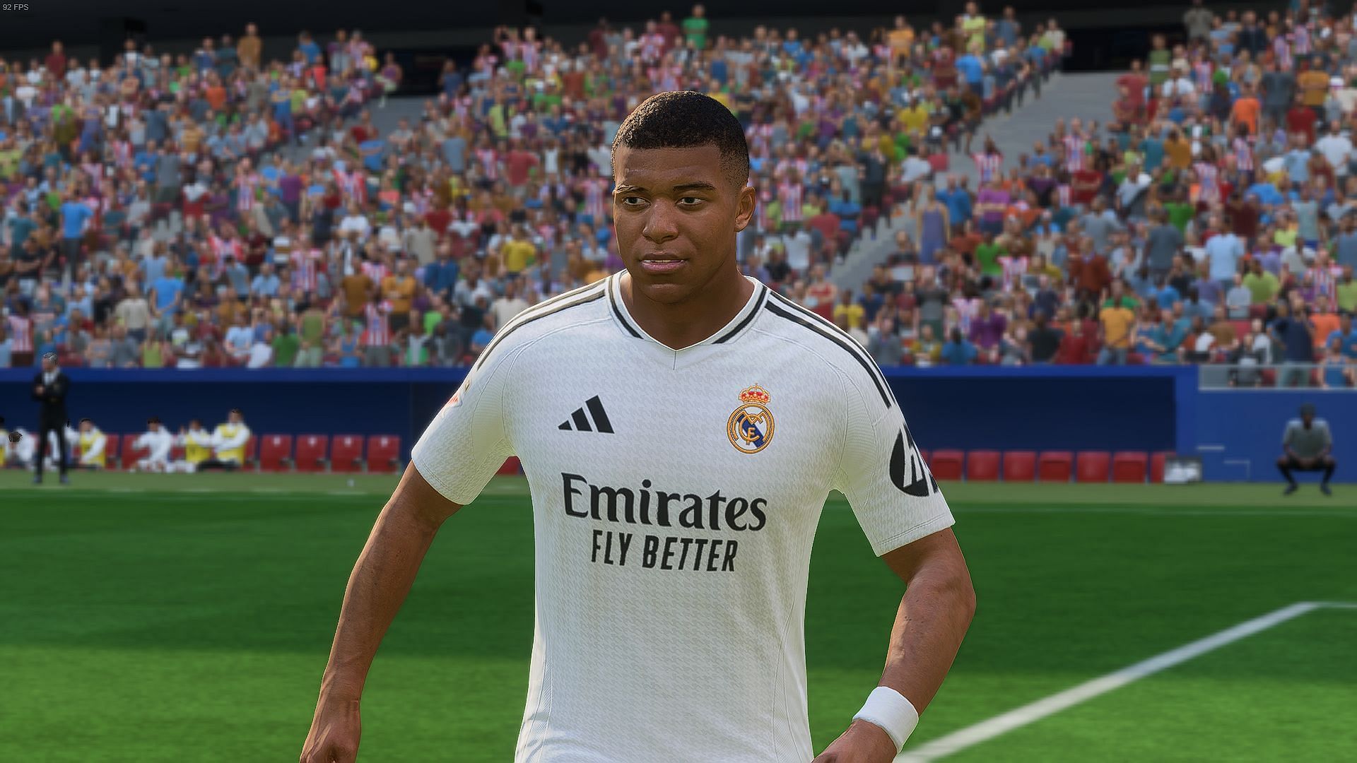 Mbappe in Real Madrid's home jersey. (Image via EA Sports)