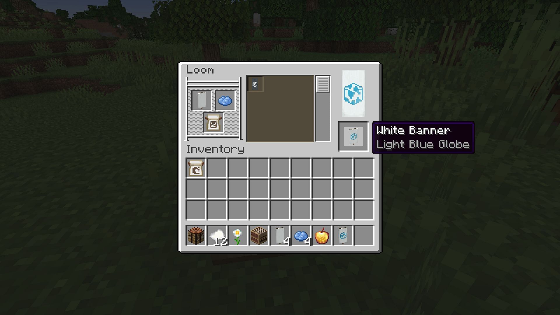 Customize the look of the banner patterns in Minecraft with dyes. (Image via Mojang Studios)