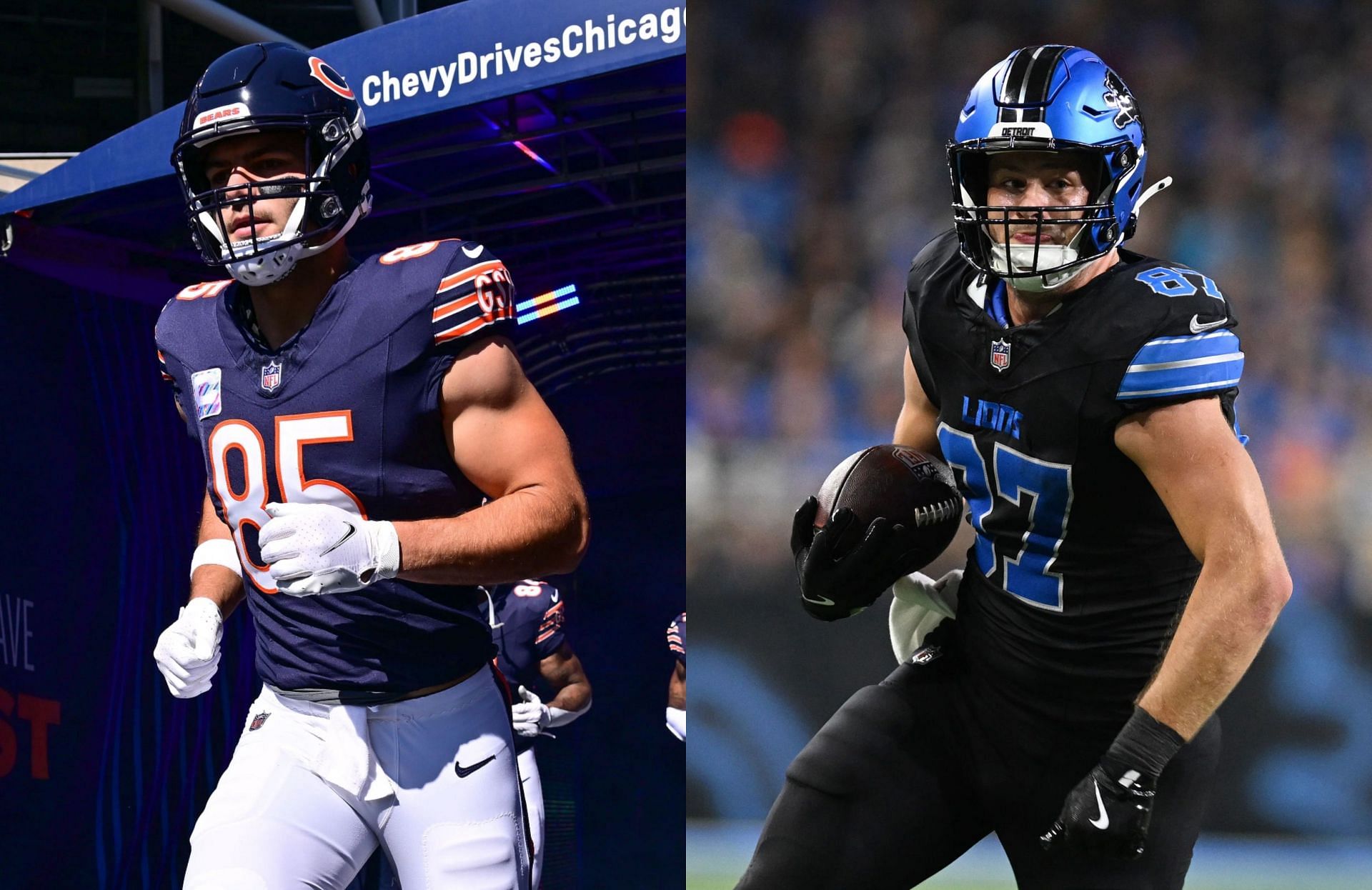 Cole Kmet or Sam LaPorta: Who should I start in Week 6 Fantasy Football? (Credit: Imagn)