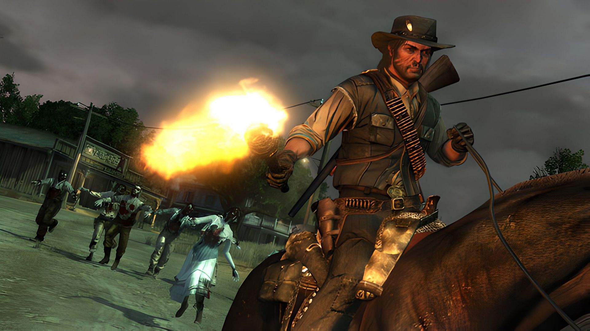 RDR depicts an advanced Wild West with modern weaponry, vehicles, and infrastructure. (Image via Rockstar Games)