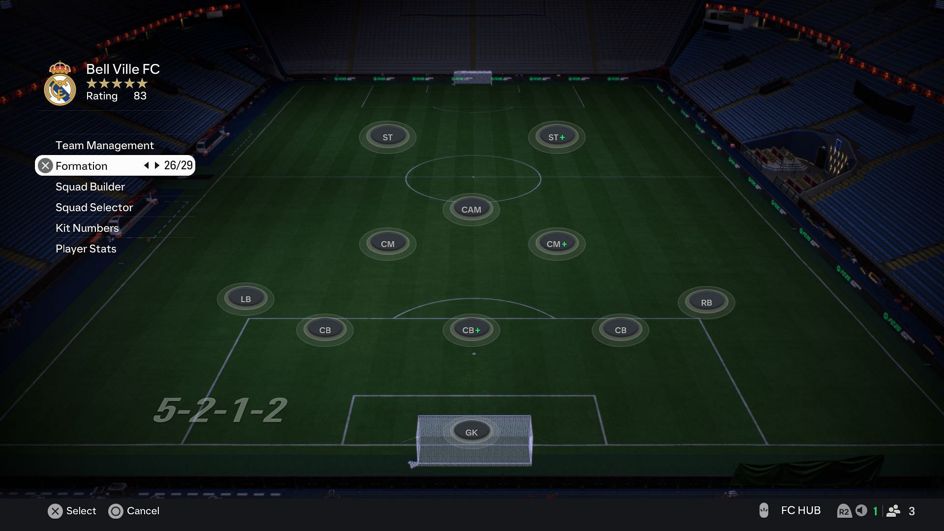 The 5-2-1-2 formation in EA FC 25 (Image via EA Sports)