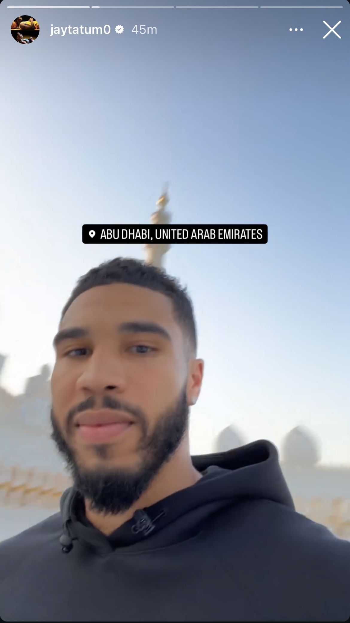 Jayson Tatum shares arrival in Abu Dhabi