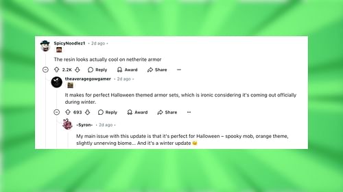 Redditors react to the resin armor trim (Image via Reddit/cybernerd9)