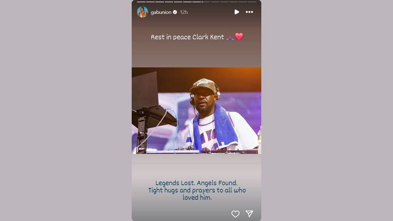 Gabrielle Union reacts to Clark Kent&#039;s death on her IG story. (Credits: @gabunion/Instagram)