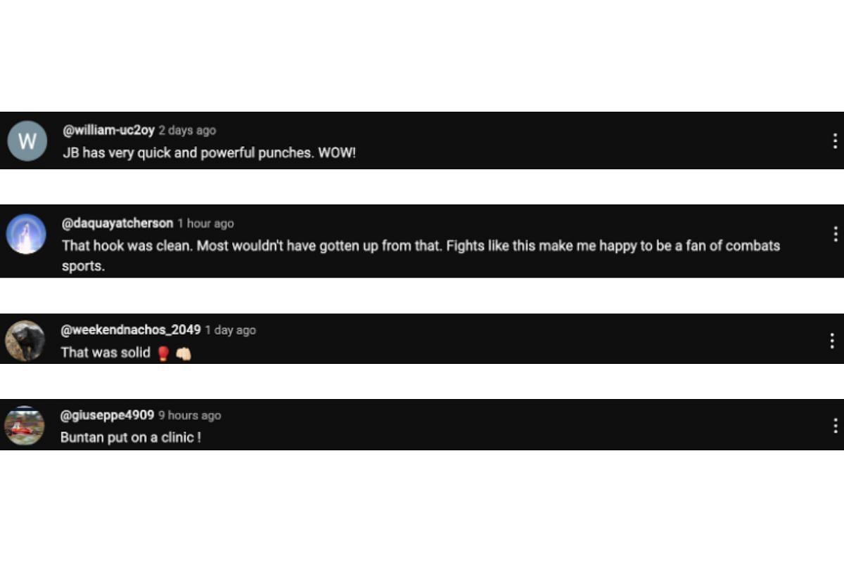 Screenshot of fans&#039; comments