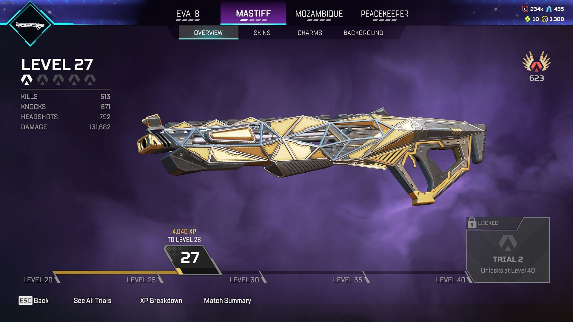 Mastiff Shotgun in Apex Legends&#039; Season 23 weapon locker (Image via EA)