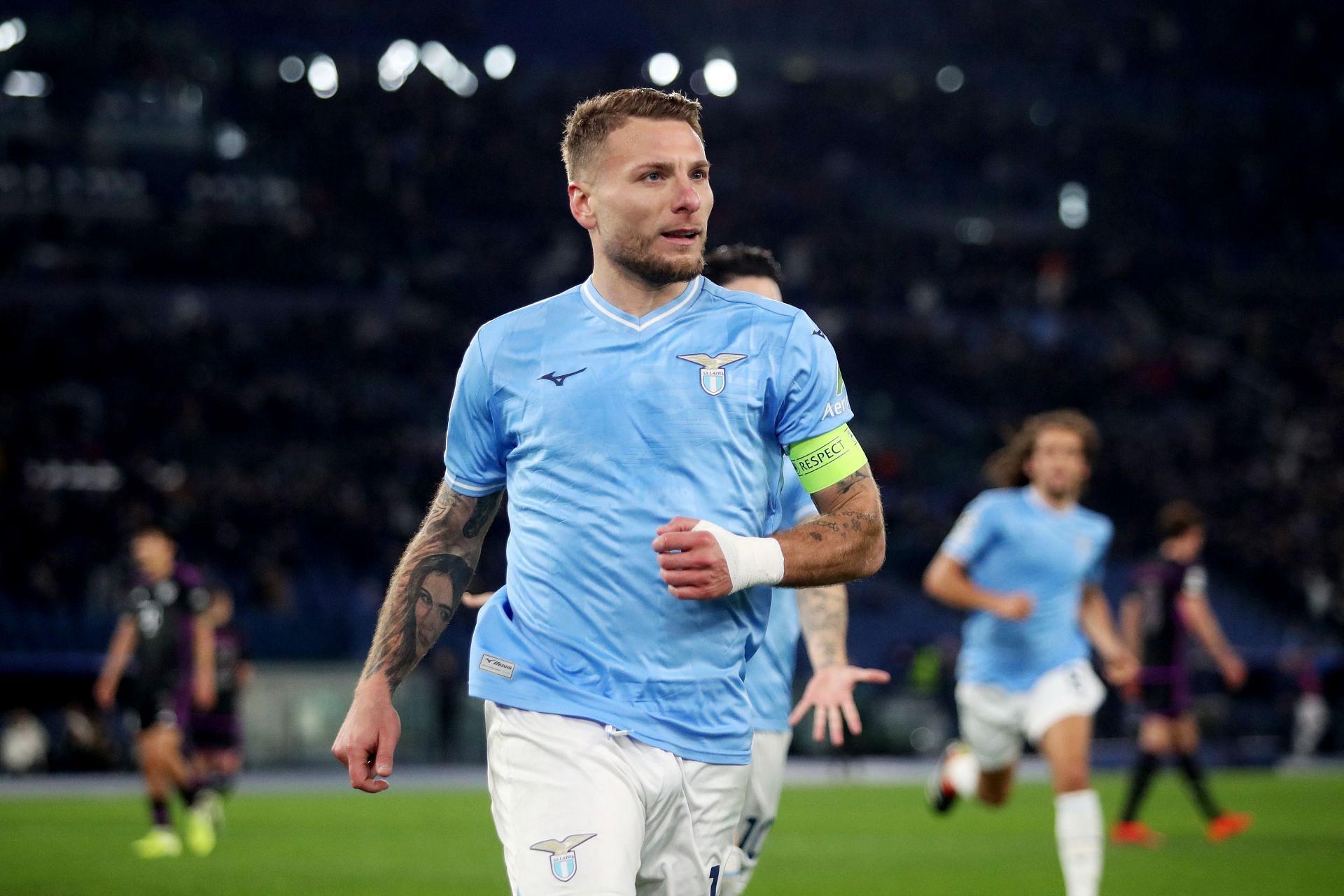 ROME, ITALY - FEBRUARY 14: Ciro Immobile of SS Lazio celebrates after scoring his team