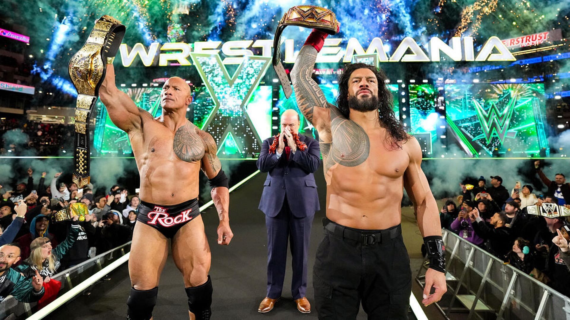 The Rock was on the same page with Roman Reigns at WrestleMania 40. (Image Credit: WWE.com)