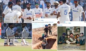 "Bhai yaar wapas lele captaincy"- Top 10 funny memes as India's 11-year unbeaten streak in danger after Day 2 of 2nd Test vs New Zealand 2024
