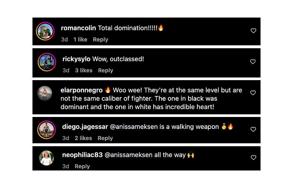 Screenshot of fans&#039; comments. [ONE Championship/Instagram, screenshot]