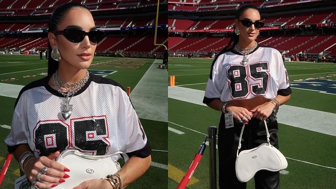 IN PHOTOS: George Kittle's wife poses in $4,454 outfit at 49ers vs Cardinals