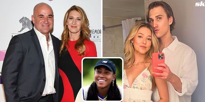 Andre Agassi and Steffi Graf's son Jaden's girlfriend Catherine Holt & Coco Gauff excitedly react as Dodgers beat Yankees to win World Series
