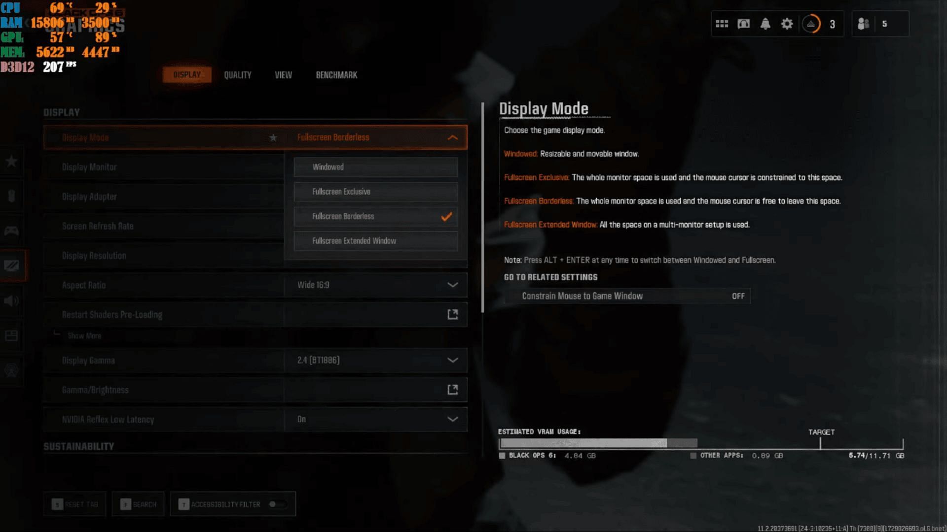 Optimal Display settings in Black Ops 6 (Image via Activision)