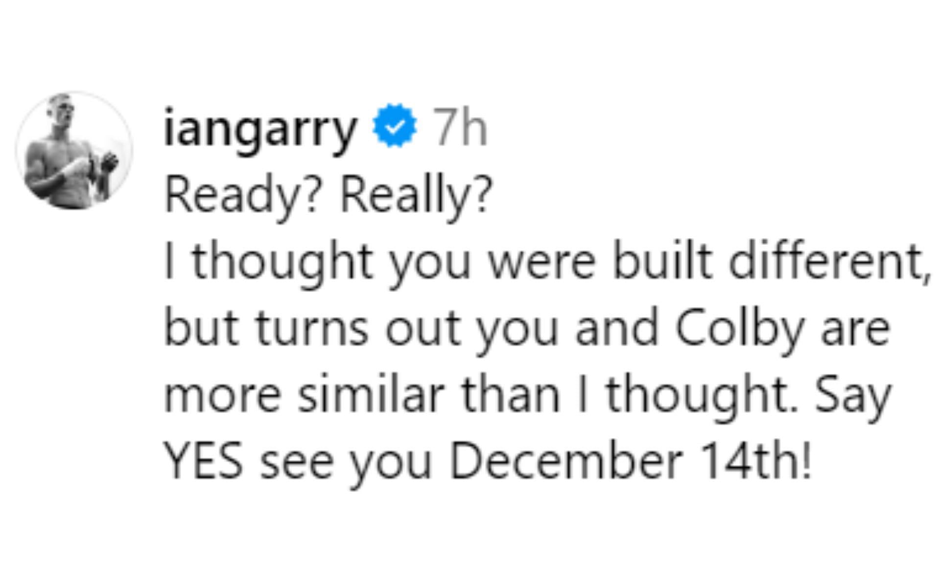 Ian Garry&#039;s response