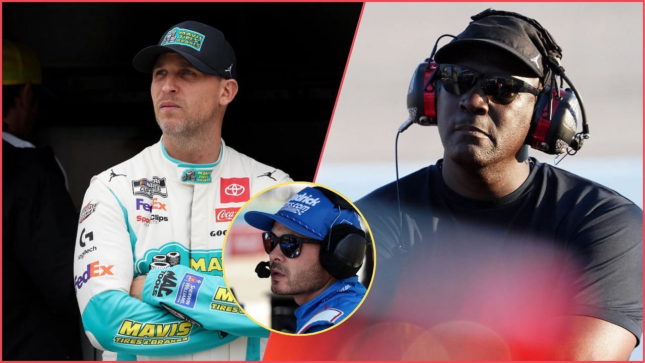 23XI Racing co-owners Denny Hamlin and Michael Jordan (from Left) and Kyle Larson (circle). Source: Imagn