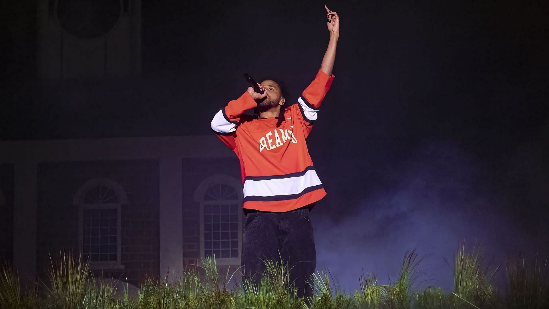 J. Cole performs at the 2024 Dreamville Music Festival at Dorothea Dix Park on April 07, 2024 (Photo by Astrida Valigorsky/WireImage)