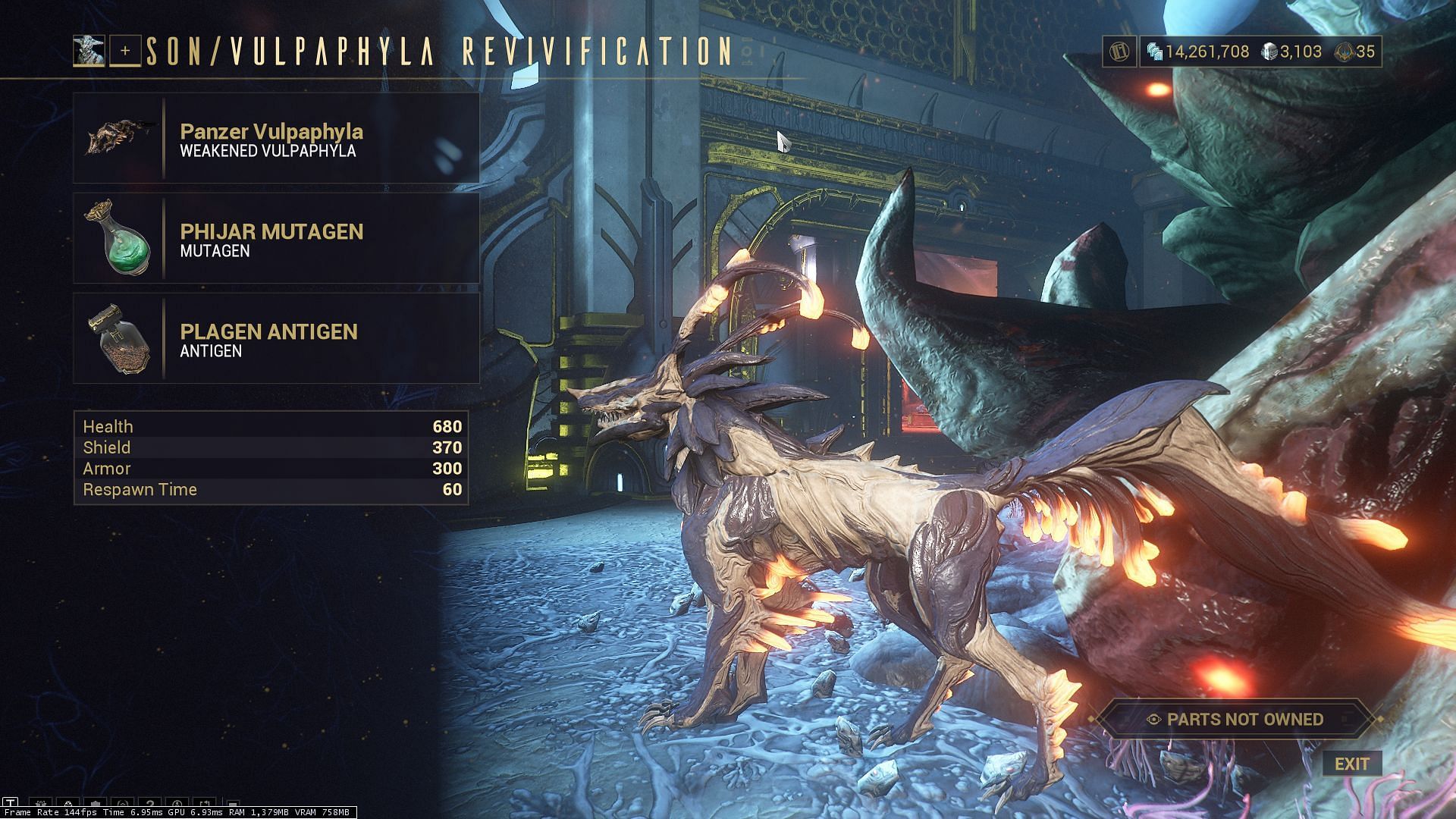 A Panzer Vulpaphyla&#039;s potential revivification options (Image via Digital Extremes)