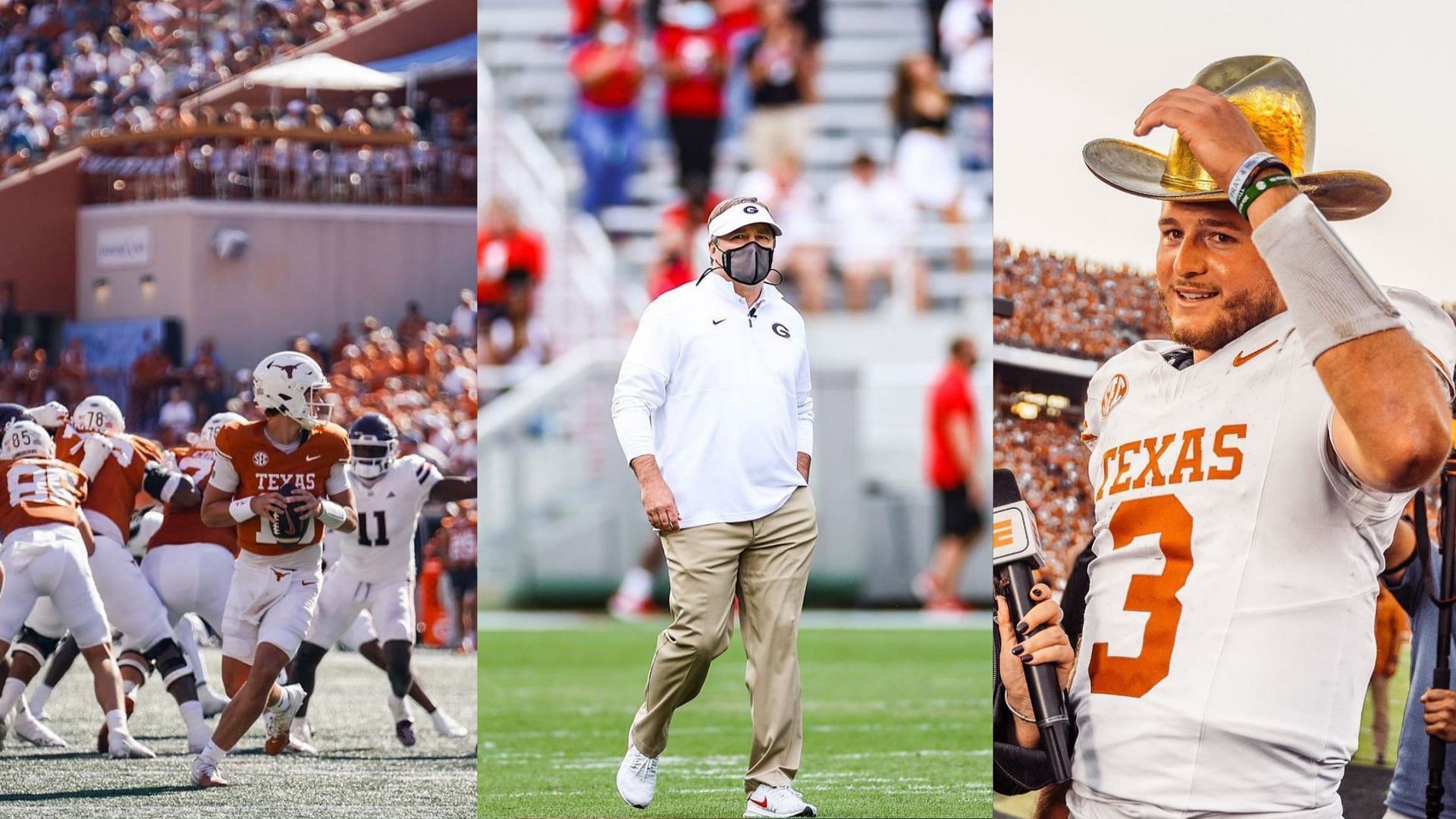 Arch Manning, Kirby Smart and Quinn Ewers (Manning, Smart &amp; Texas