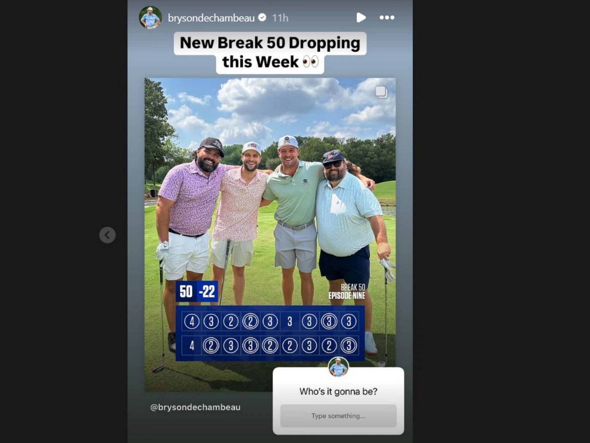 Bryson DeChambeau and team Bob Does Sports (Image via Instagram @brysondechambeau)