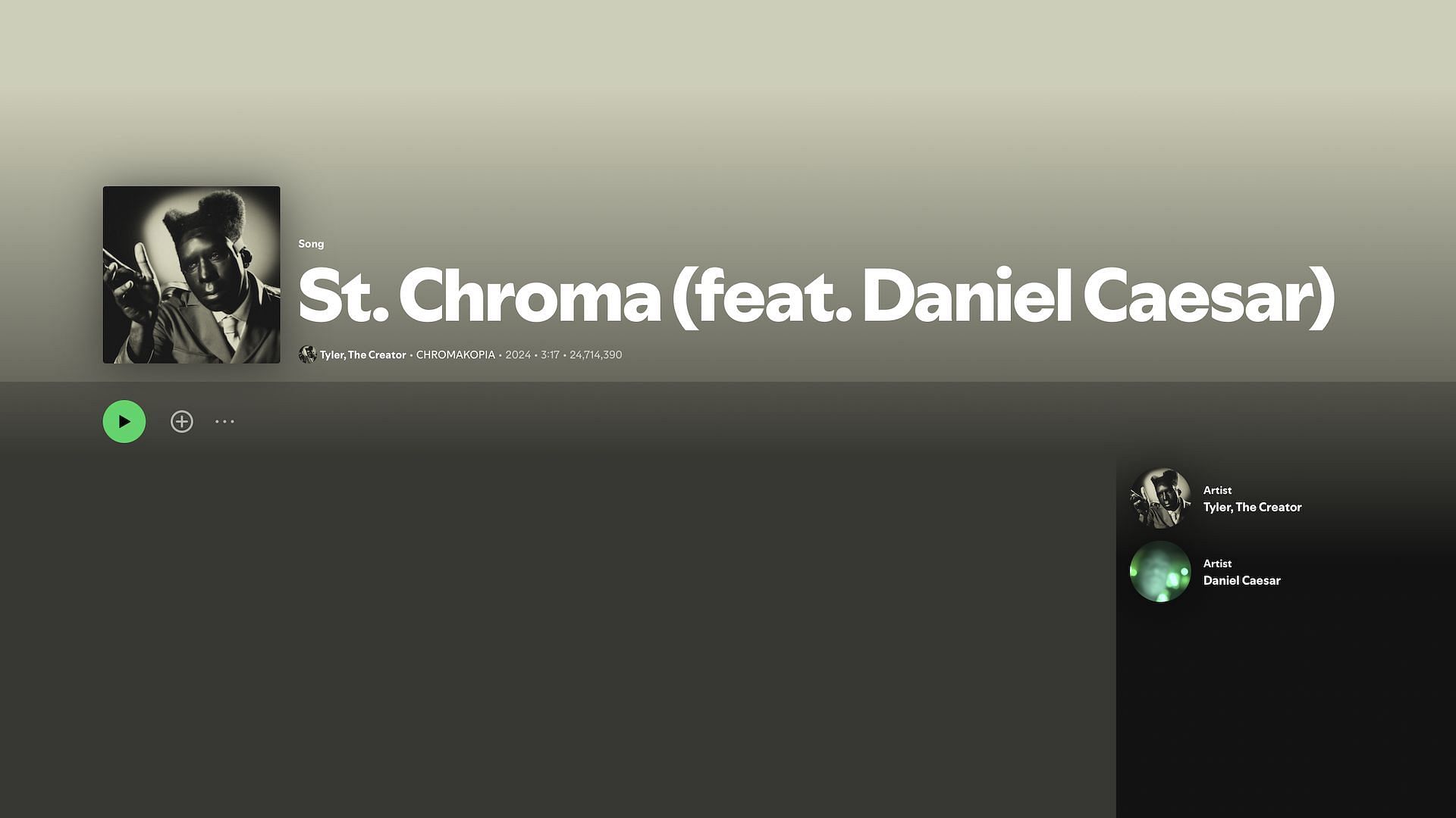 Track 1 on Tyler, the Creator&#039;s seventh studio album &#039;Chromakopia&#039; (Image via Spotify)