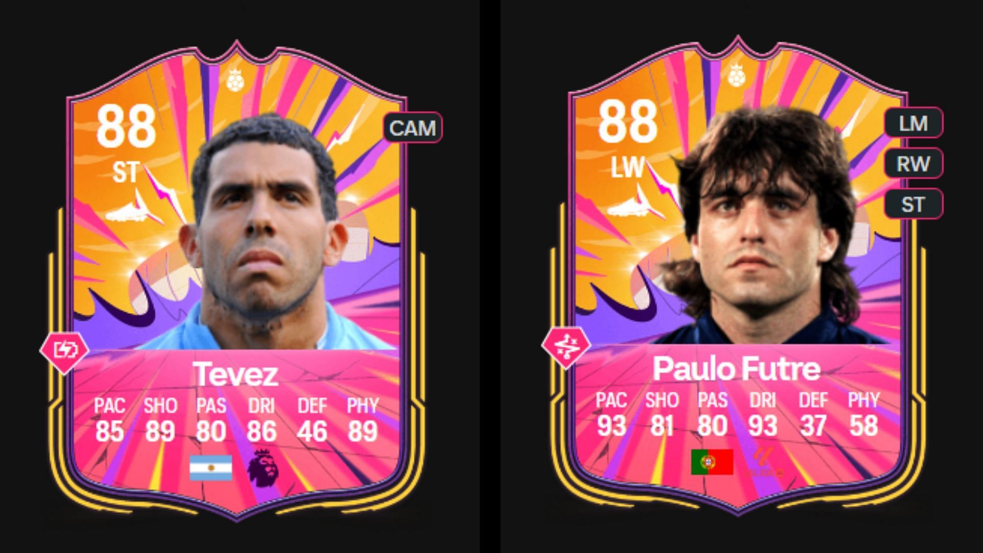 Tevez and Futre&#039;s Hero cards (Images via FUTWIZ || EA Sports)