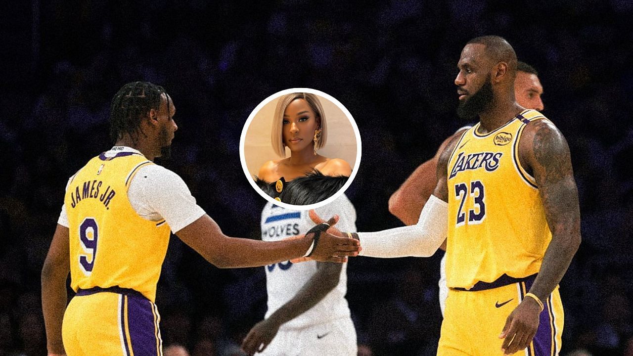 LeBron James and Bronny James share loving embrace with Savannah James after creating NBA history (Source Lakers X, Savannah James IG)