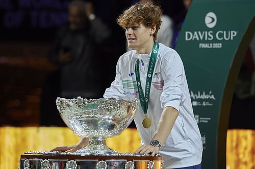 Jannik Sinner with the 2023 Davis Cup trophy (Image: Getty)