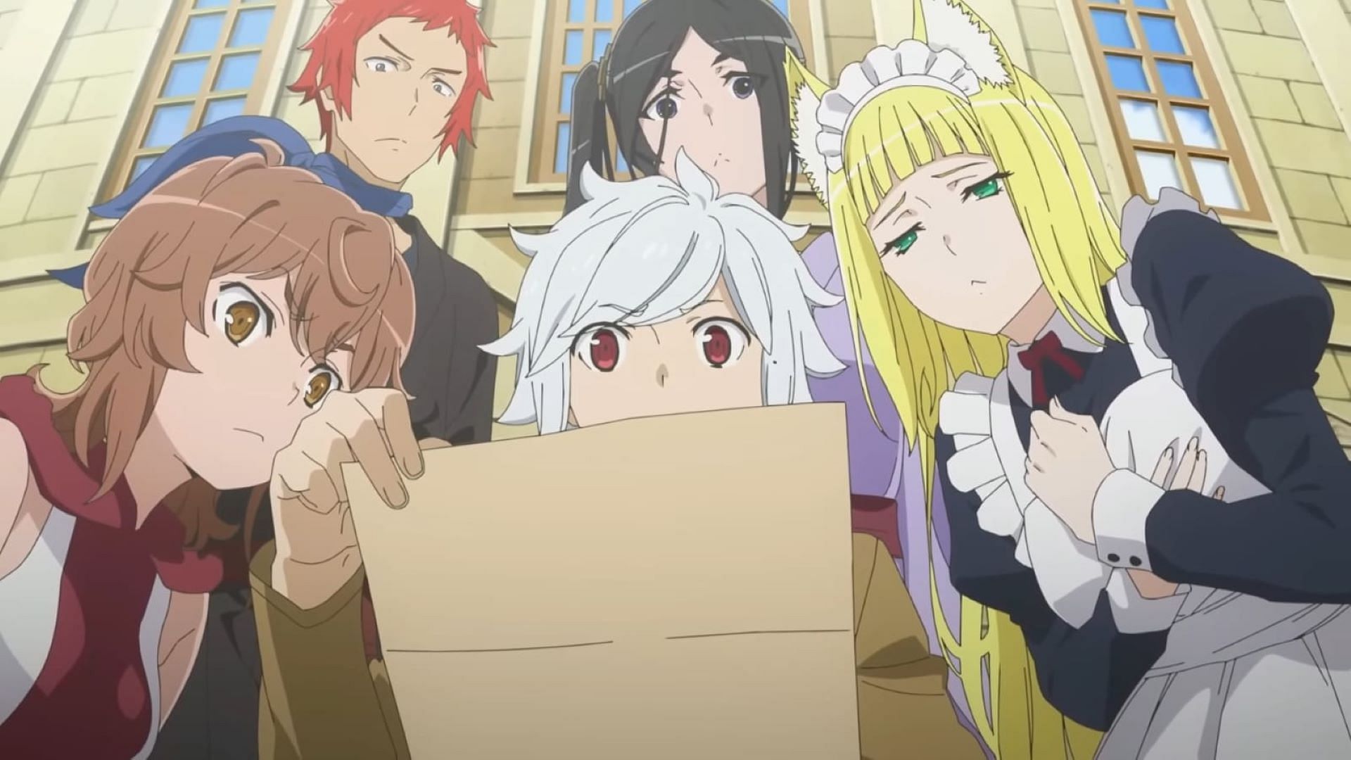 Bell, Liliruca, Haruhime, and others read the letter (Image via J.C.Staff)