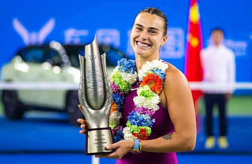 Aryna Sabalenka at the Wuhan Open 2024. (Photo: Getty)