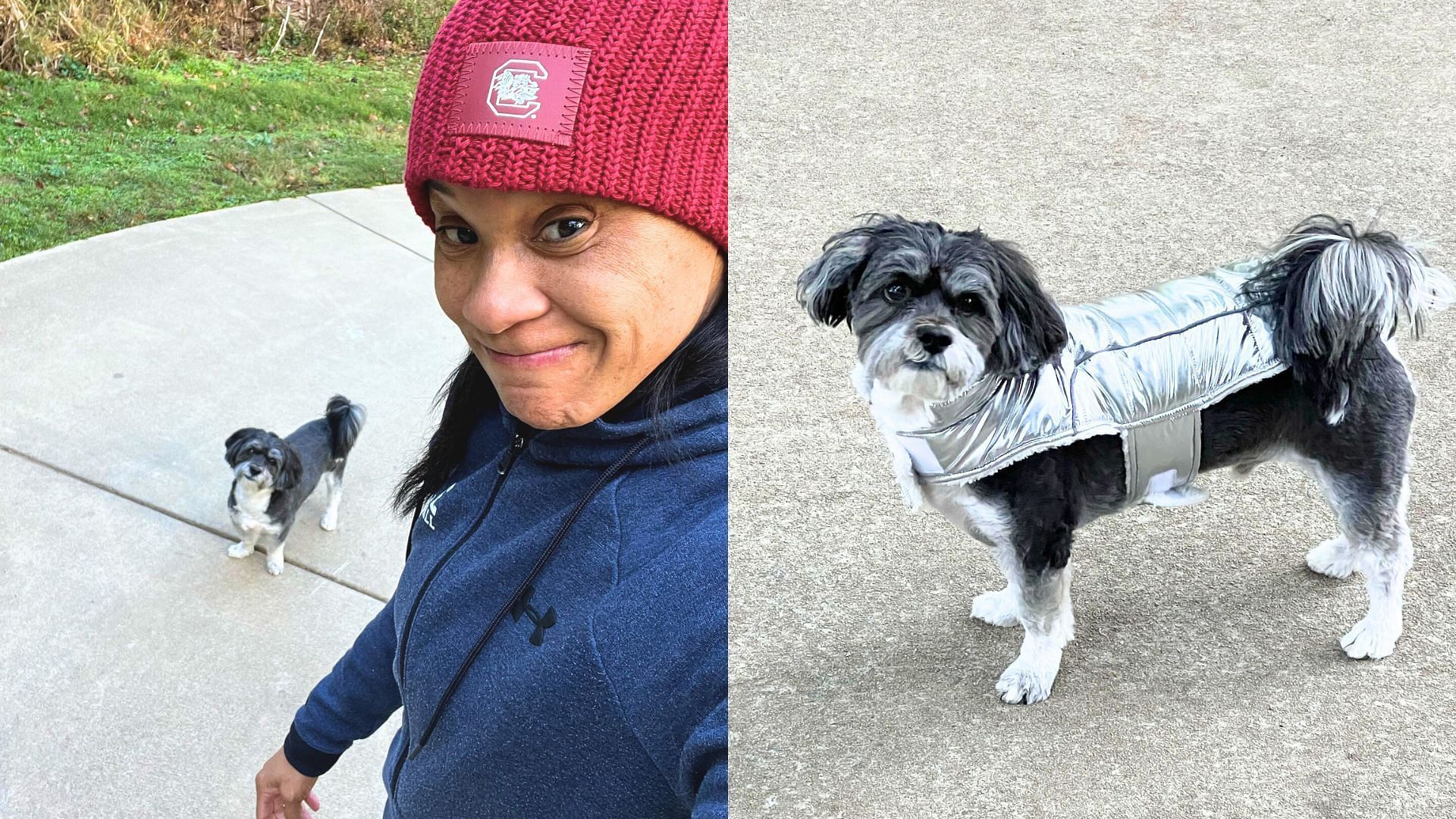 Dawn Staley with her puppy Champ