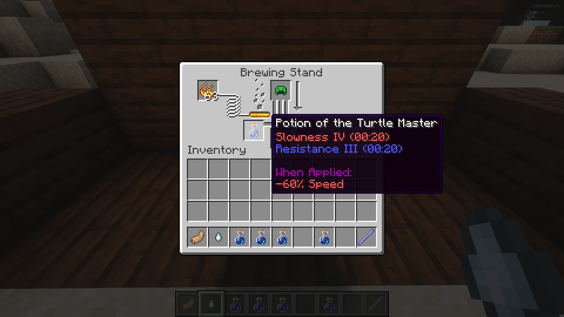 The Potion of the Turtle Master requires turtle shell helmets that are hard to craft (Image via Mojang Studios)