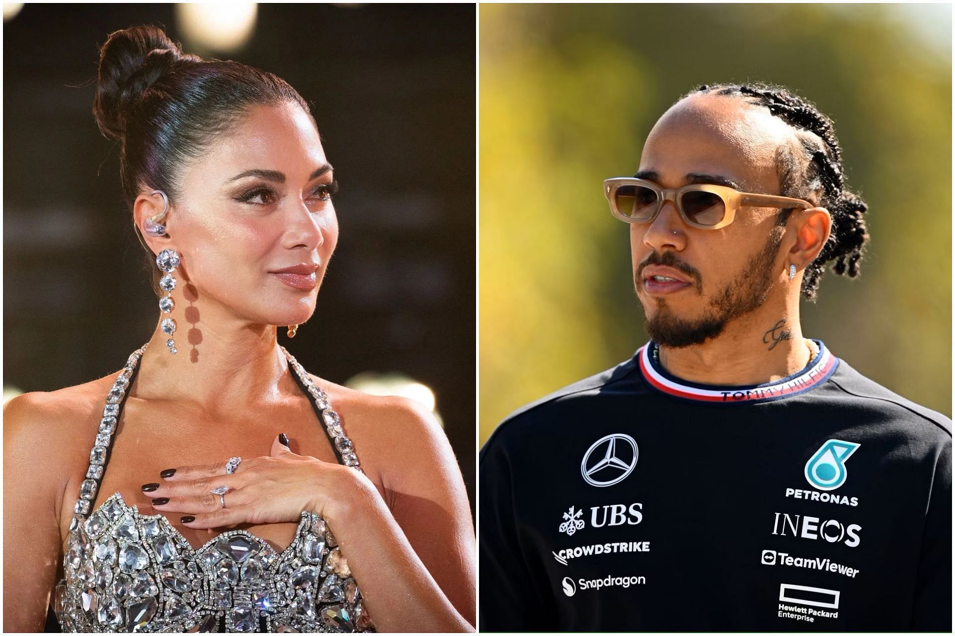 Nicole Scherzinger (L) and Lewis Hamilton (R) (Images via Getty)