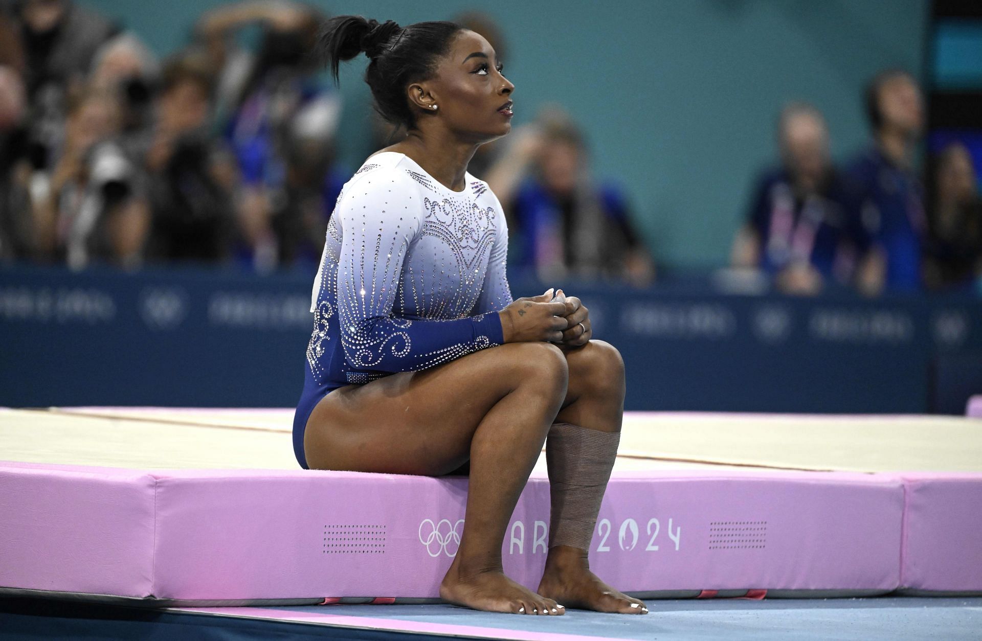 Simone Biles after her balance beam finals at the Gymnastics during the Paris 2024 Olympics. ( Source: Getty)