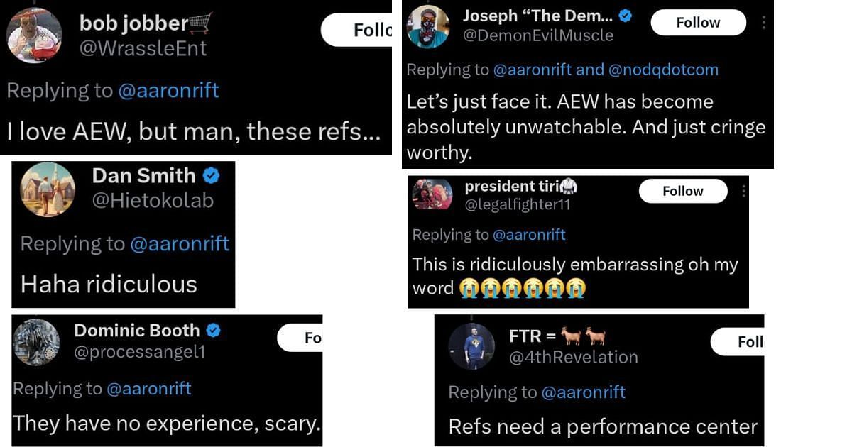 Fans react to referee&#039;s botch at AEW WrestleDream 2024. [Image credits: X/Twitter]