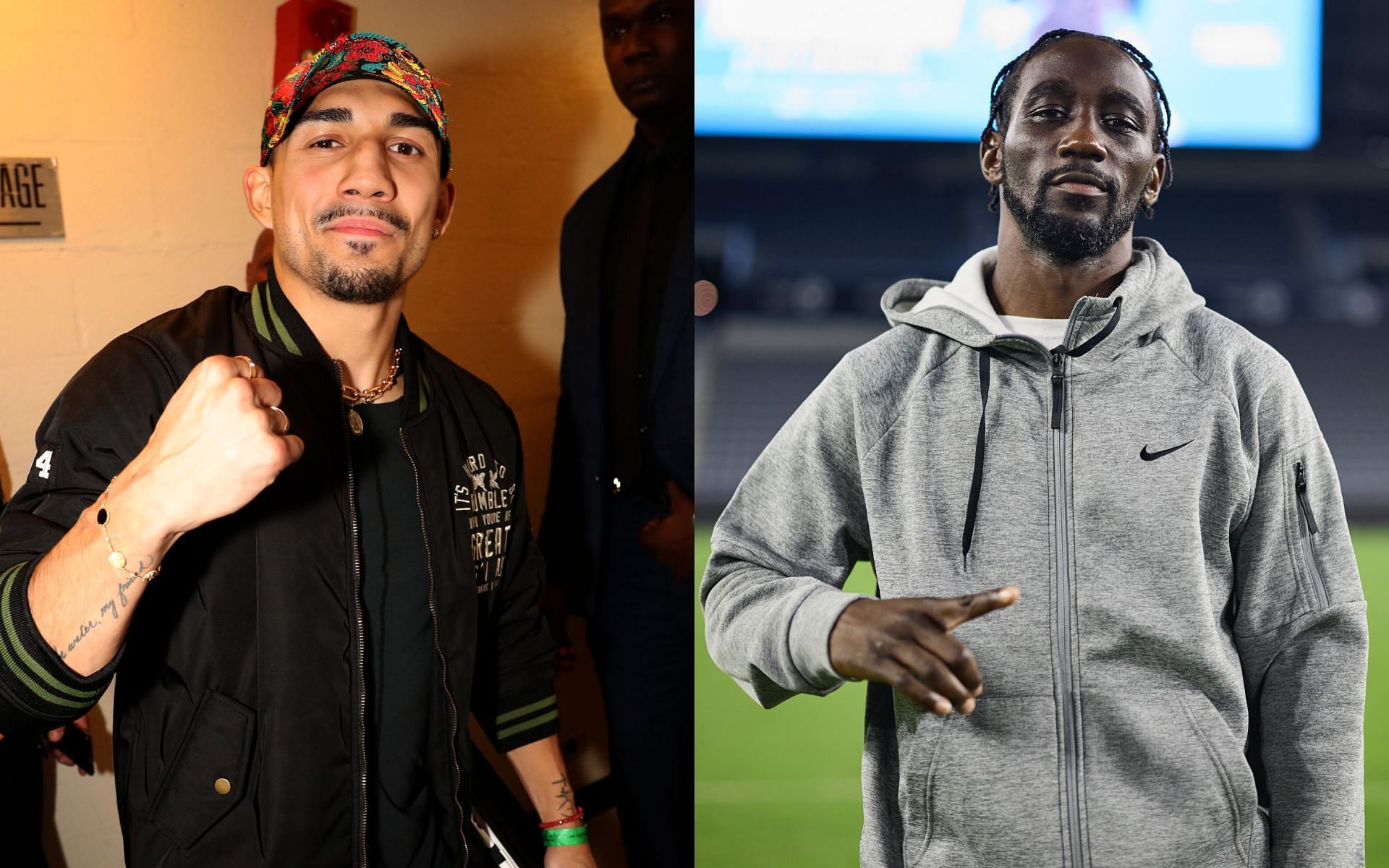 Terence Crawford (right) on confronting Teofimo Lopez (left). [Image courtesy: Getty Images] 