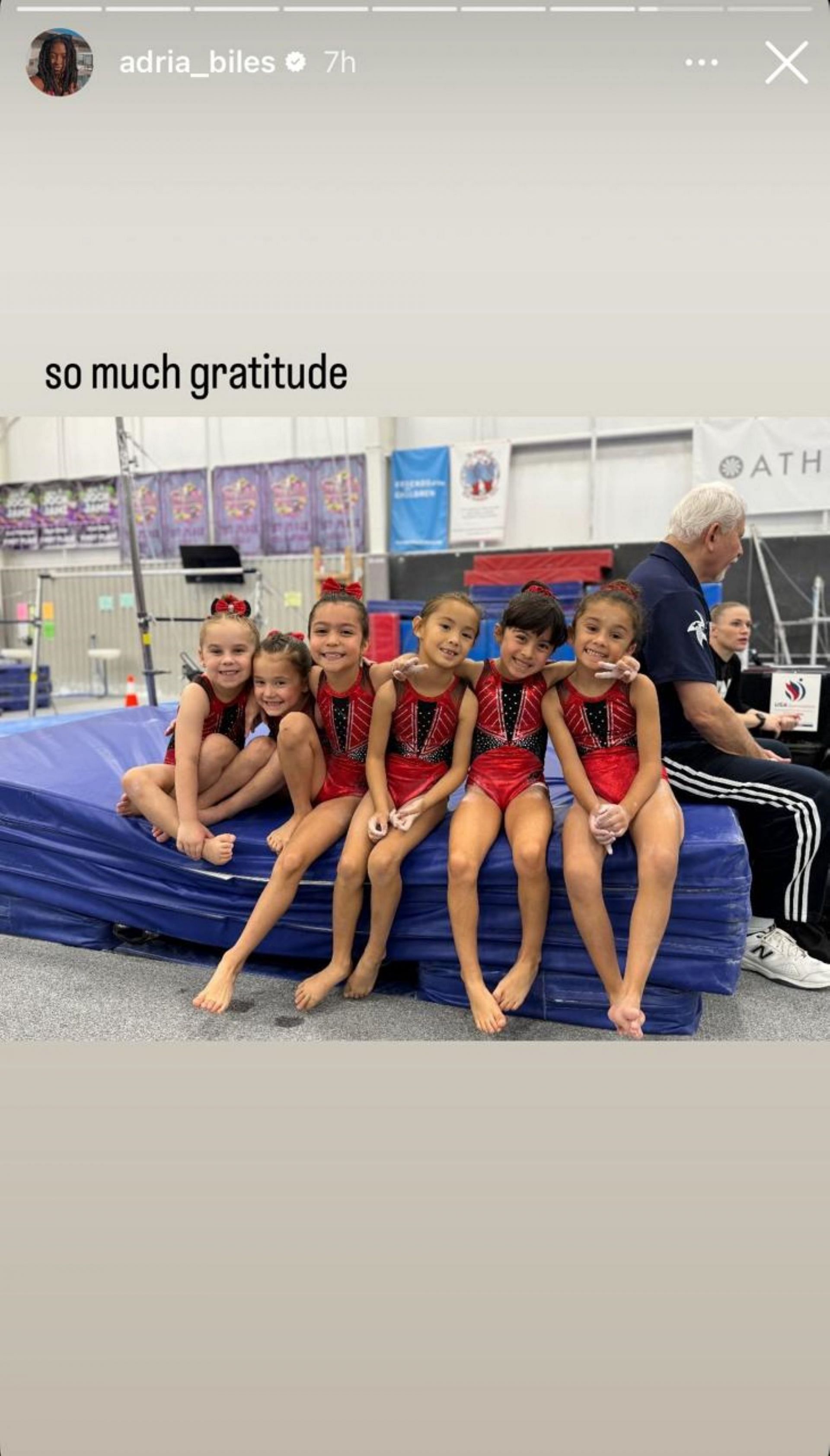 Simone Biles&#039; sister Adria Biles expressing gratitude; Instagram - @adria_biles