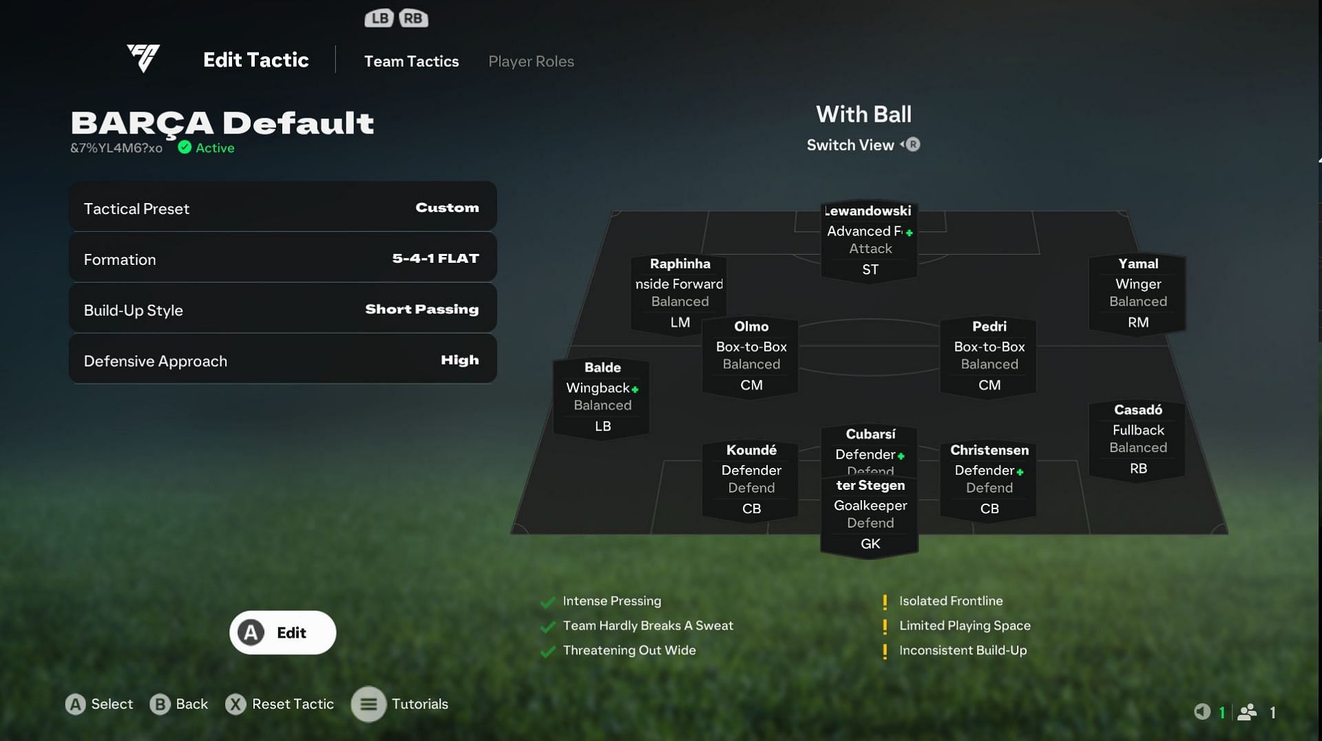 The 5-4-1 formation&#039;s best custom tactics EA FC 25 (Image via EA Sports)