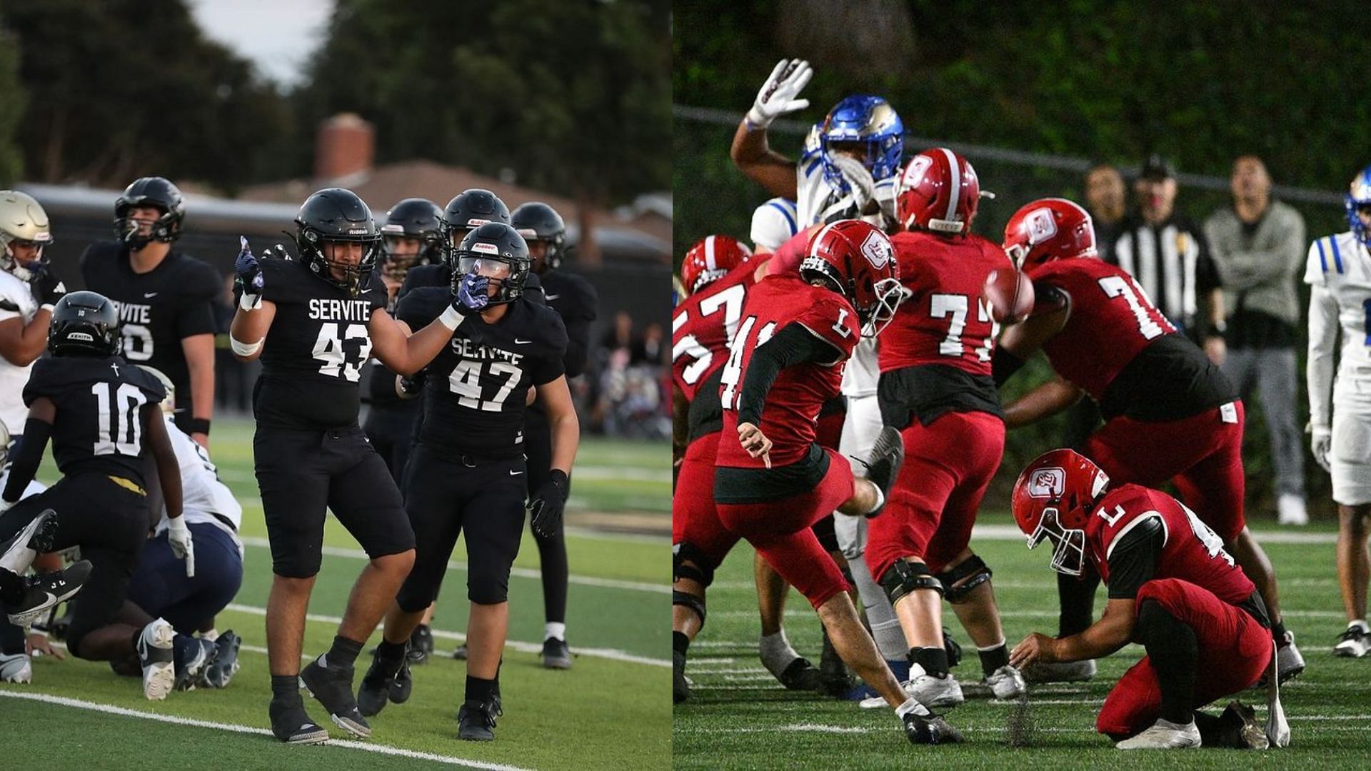 Servite and Orange Lutheran (Images via Instagram/Servite Football and Orange Lutheran Football)