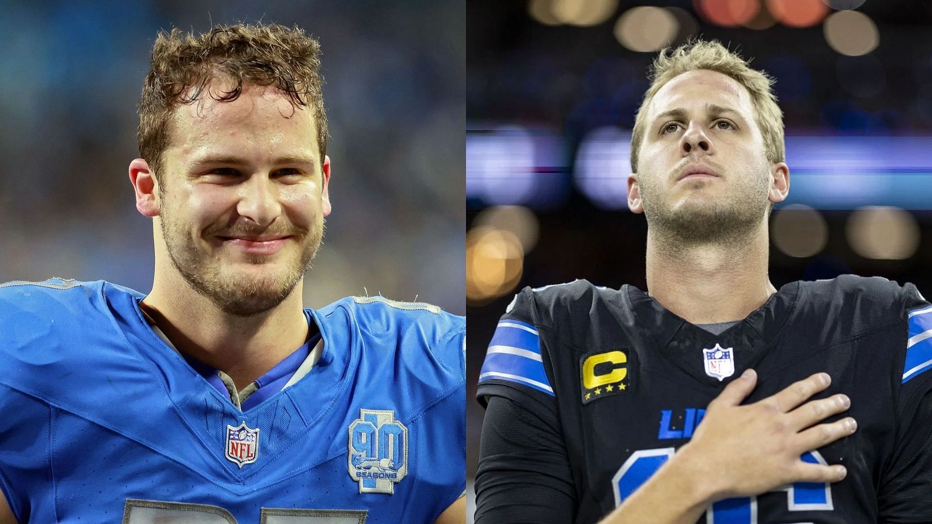Jared Goff completes a trick play to Sam LaPorta